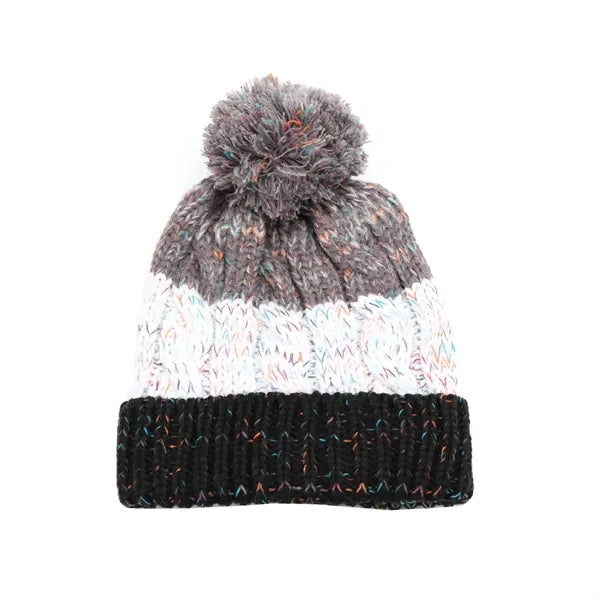 Chunky Soft Stretch Cable Knit Beanie Hat w/ Pom