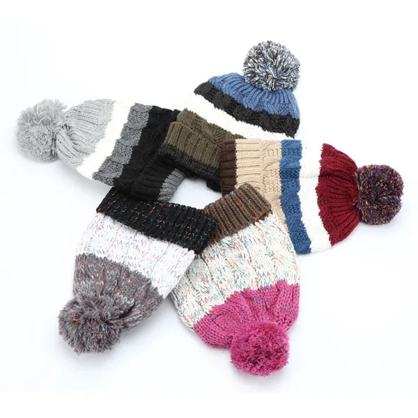 Chunky Soft Stretch Cable Knit Beanie Hat w/ Pom