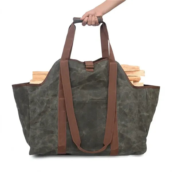 Firewood Carrier Waxed Canvas Tote Bag