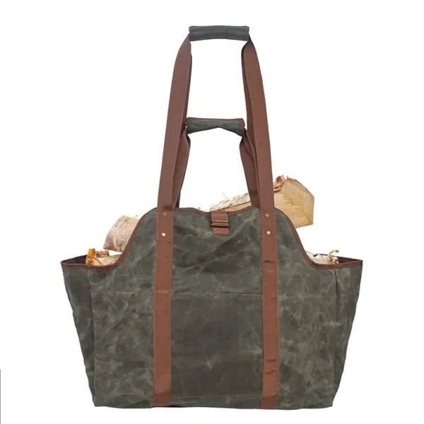 Firewood Carrier Waxed Canvas Tote Bag