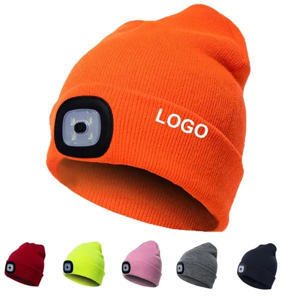 Knit Beanie Hats w/ USB Rechargeable Light