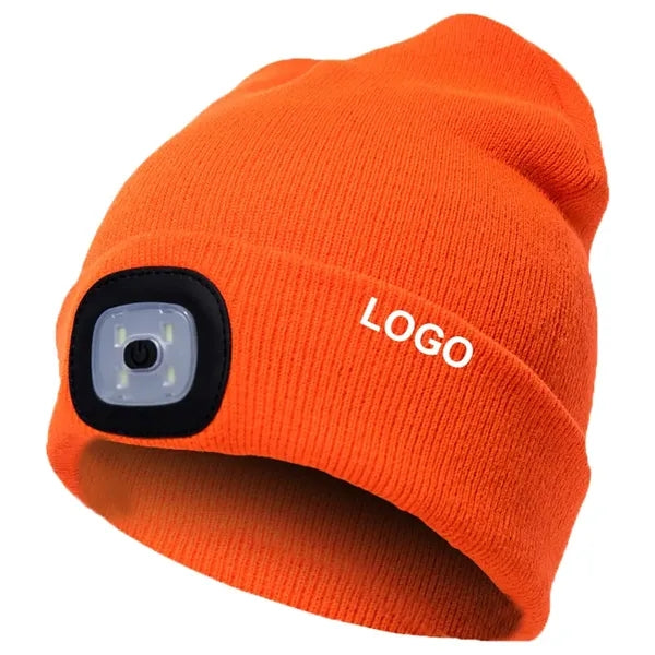 Knit Beanie Hats w/ USB Rechargeable Light