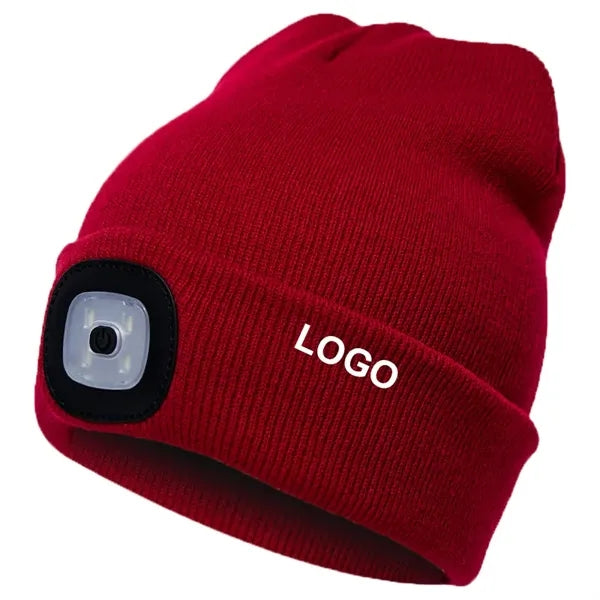 Knit Beanie Hats w/ USB Rechargeable Light
