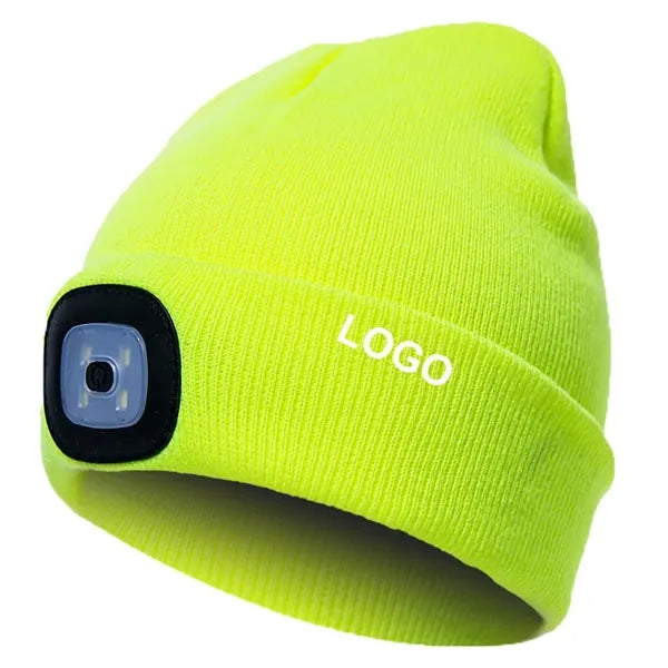 Knit Beanie Hats w/ USB Rechargeable Light