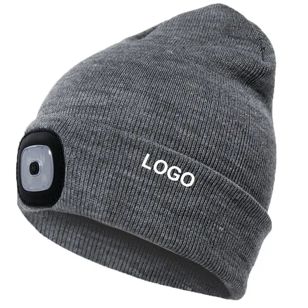Knit Beanie Hats w/ USB Rechargeable Light