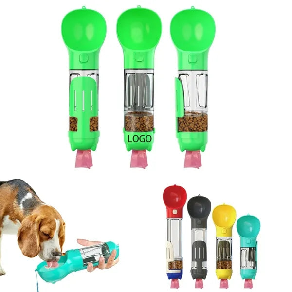 Portable 3 In 1 Pet Dog Water Bottle Poop Bag Food Dispenser
