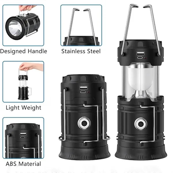 Folding Portable LED Horse Lantern Camping Solar USB