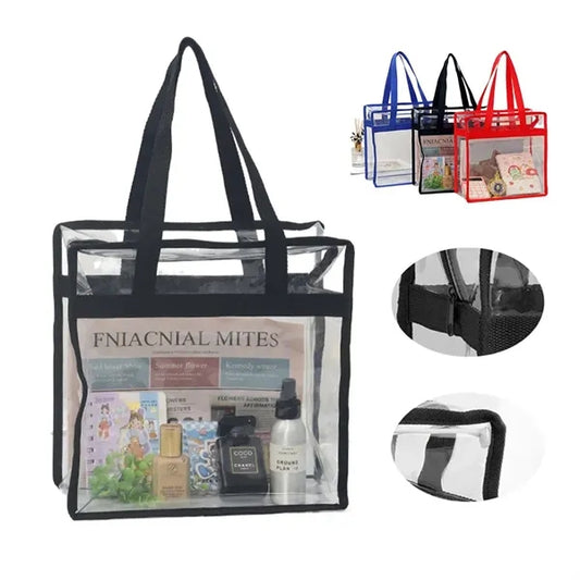 Clear Stadium Tote Bag With Zipper Closure
