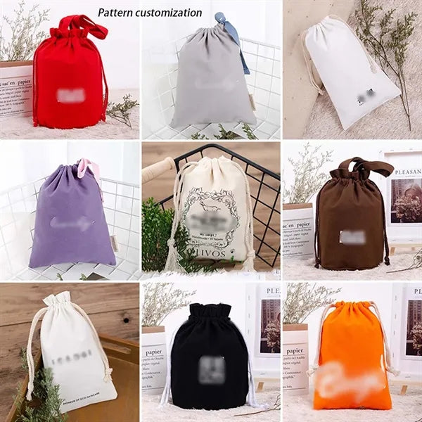 Canvas Travel Makeup Organizer Pouch Drawstring Bag