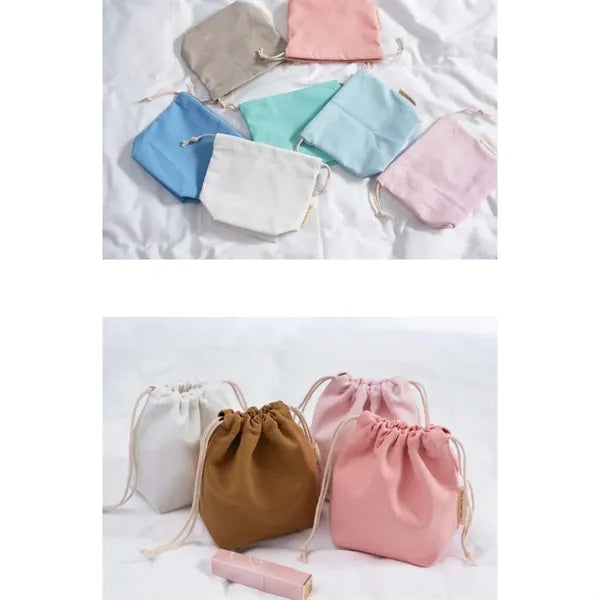 Canvas Travel Makeup Organizer Pouch Drawstring Bag