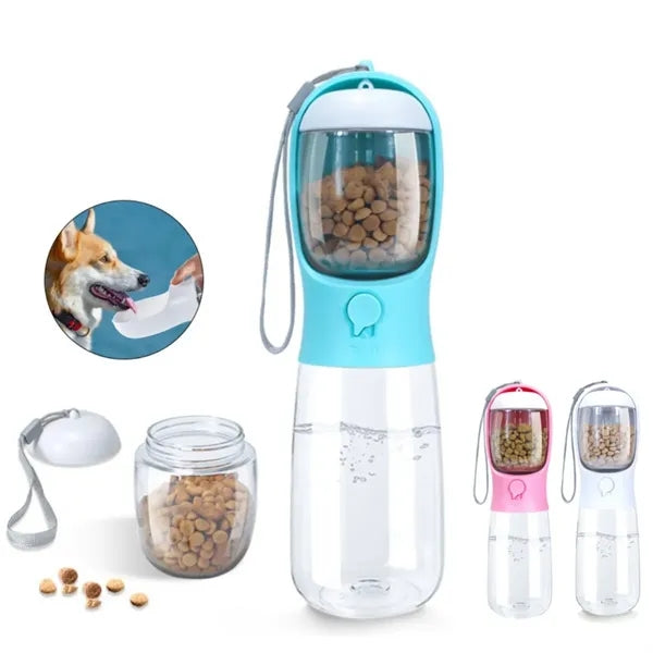 19oz. Pet Cat Dog Water Bottle With Food Container