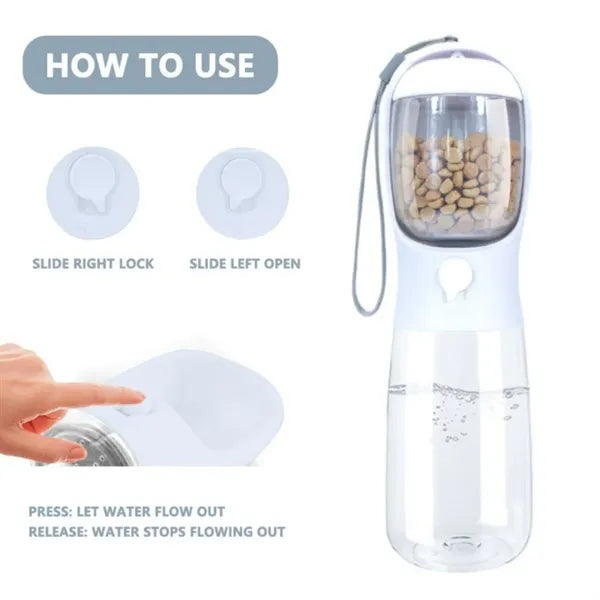 19oz. Pet Cat Dog Water Bottle With Food Container