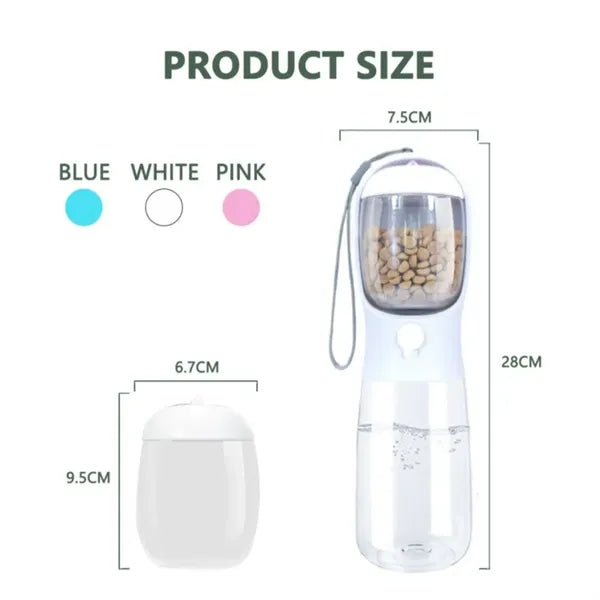 19oz. Pet Cat Dog Water Bottle With Food Container