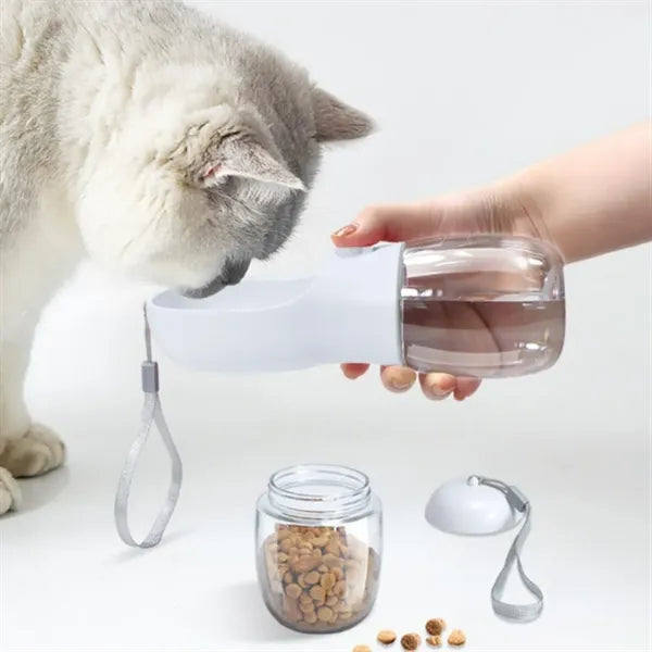 19oz. Pet Cat Dog Water Bottle With Food Container