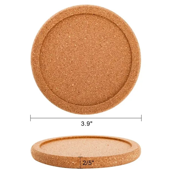 4" Eco-Friendly Heat-Resistant Round Absorbent Cork Coaster