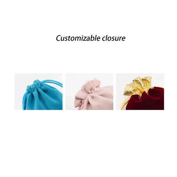 Gold-rimmed gold-mouthed jewelry gift drawstring velvet bag