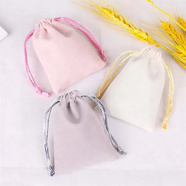 Gold-rimmed gold-mouthed jewelry gift drawstring velvet bag
