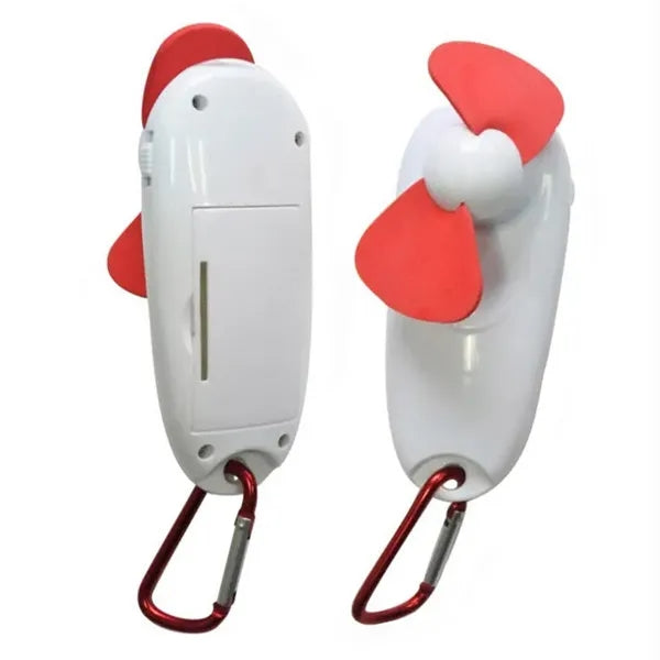 Pocket Sized Fan with Led Torch Light & Carabiner
