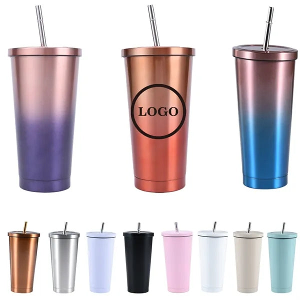 24OZ Double Wall Tumbler With Lids And Straw
