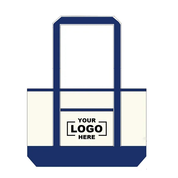 Two-Tone Canvas Tote Bags with Front Pocket