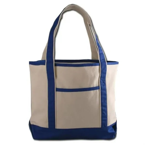 Two-Tone Canvas Tote Bags with Front Pocket