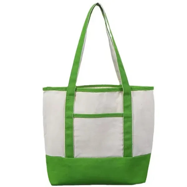 Two-Tone Canvas Tote Bags with Front Pocket