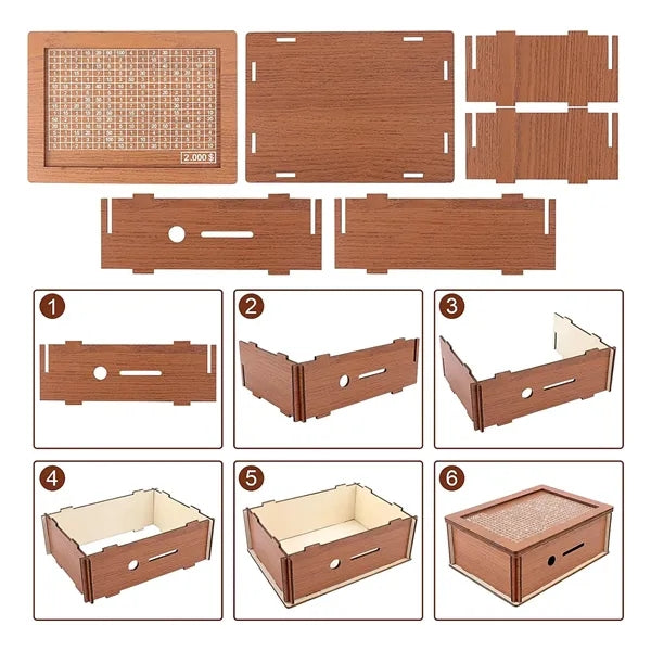Cash Vault Wooden Money Savings Box