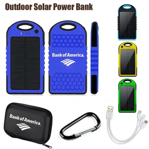 Portable Solar Charger Power Bank Travel Gift Set 5000mah