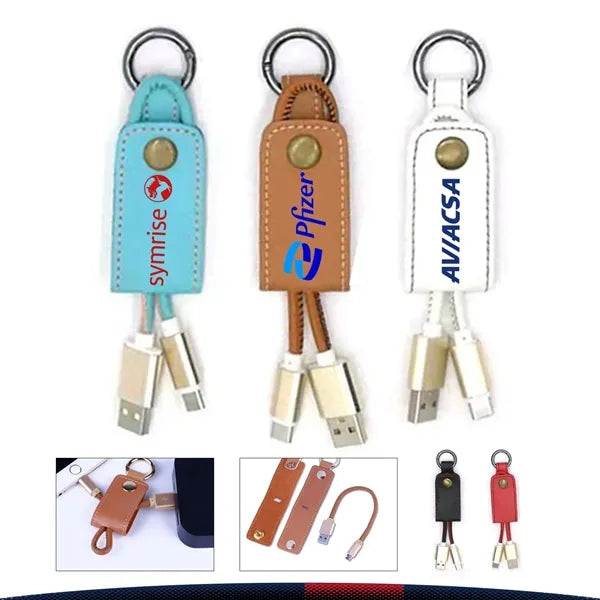 Leather Keychain Charging Cable