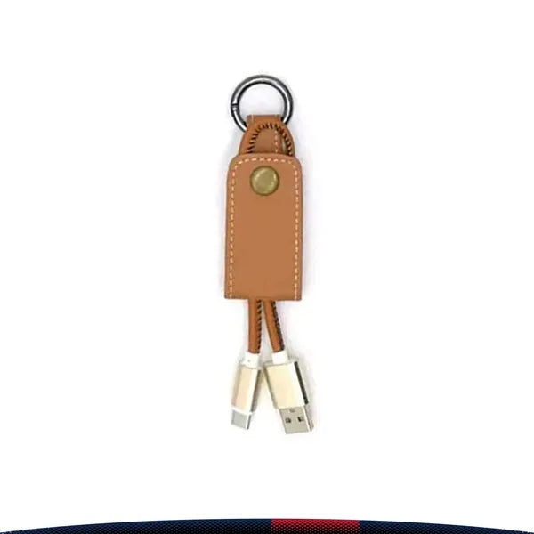 Leather Keychain Charging Cable