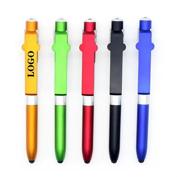 Pen: Ballpoint with Stylus, LED Light, and Phone Holder