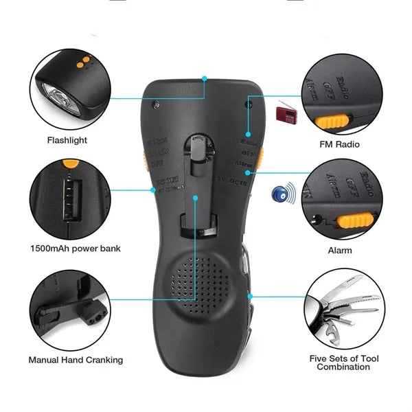 Emergency Crank Radio with LED Light for Camping