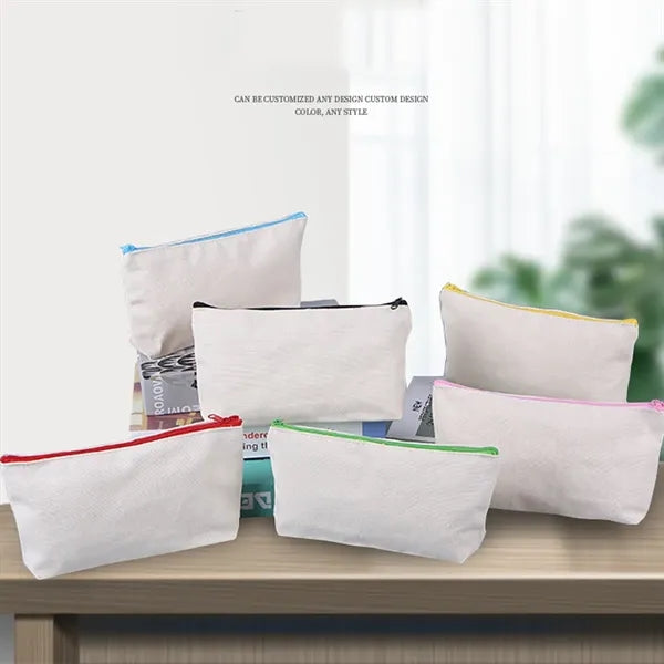 Portable multifunctional canvas zipper stationery makeup bag