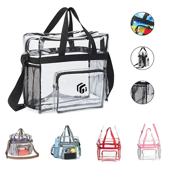 Large capacity stadium approved clear crossbody tote bag