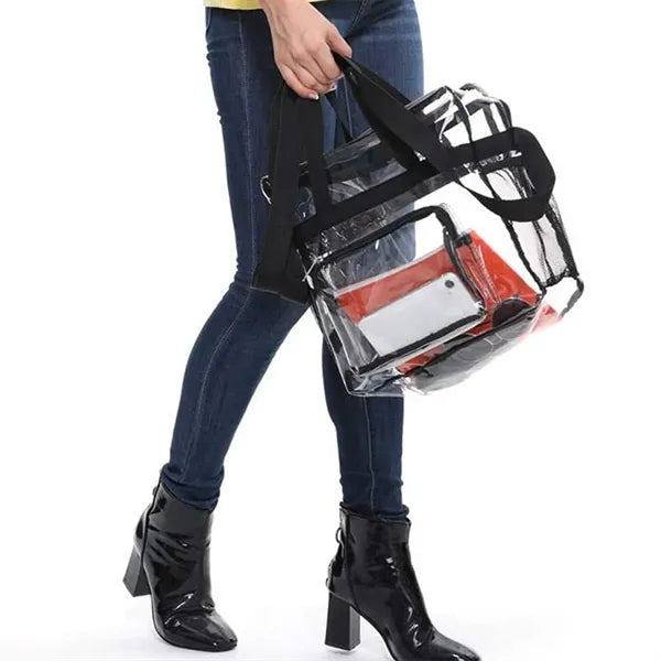 Large capacity stadium approved clear crossbody tote bag