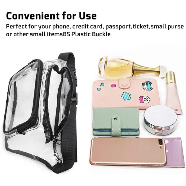 Portable unisex waterproof stadium approved clear waist bag