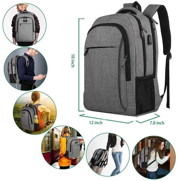 Business Travel Laptop Backpack with USB Charging Port