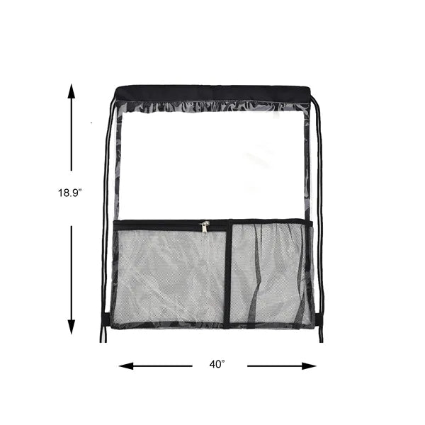 Transparent PVC Drawstring Backpack With mesh pockets