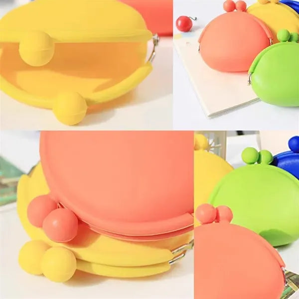 Cute candy color portable silicone key bag coin purse