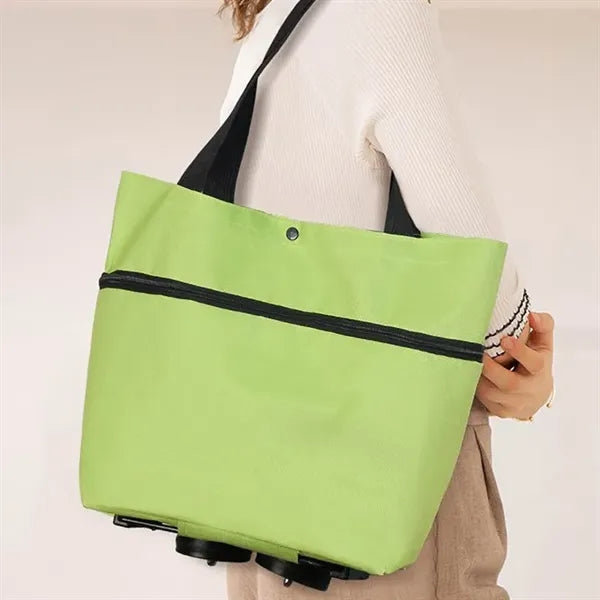 Folding Tote Shopping Bag With Wheels