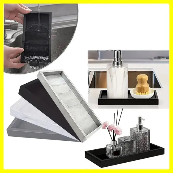 Silicone storage kitchen counter vanity soap bathroom tray