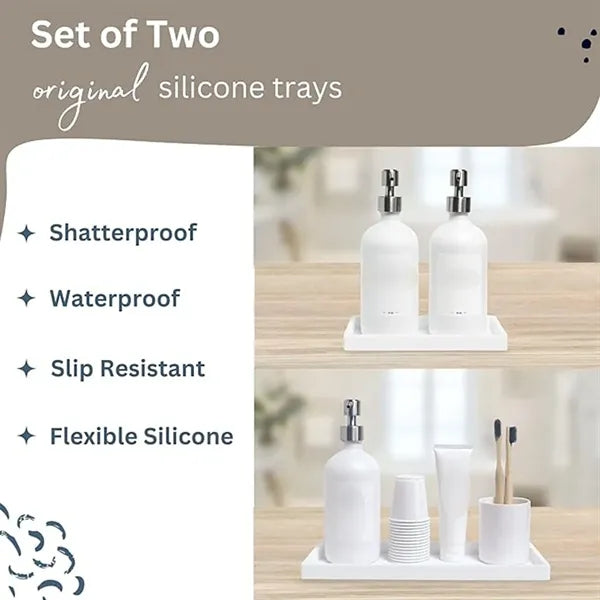 Silicone storage kitchen counter vanity soap bathroom tray