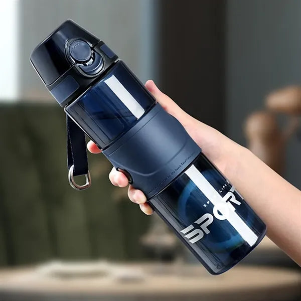 24oz Gym Sports Plastic Frosted Water Bottle w/ Starw & Rope