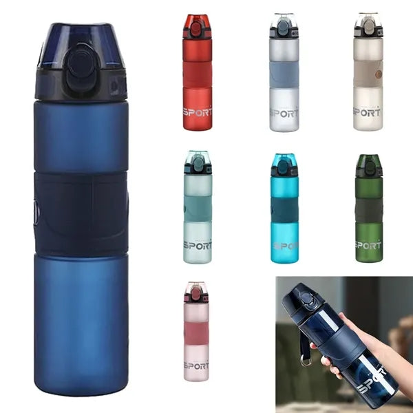 24oz Gym Sports Plastic Frosted Water Bottle w/ Starw & Rope