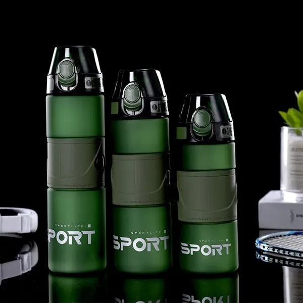 24oz Gym Sports Plastic Frosted Water Bottle w/ Starw & Rope