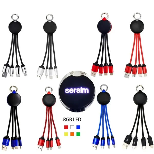 3 In1 Led Usb Charging Cable Multi-Function Keychain