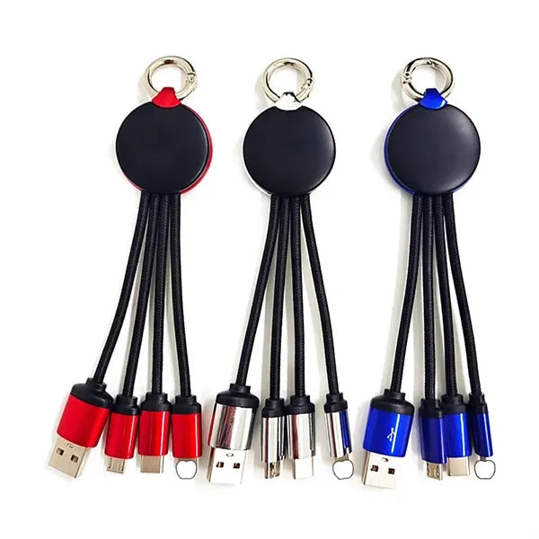 3 In1 Led Usb Charging Cable Multi-Function Keychain