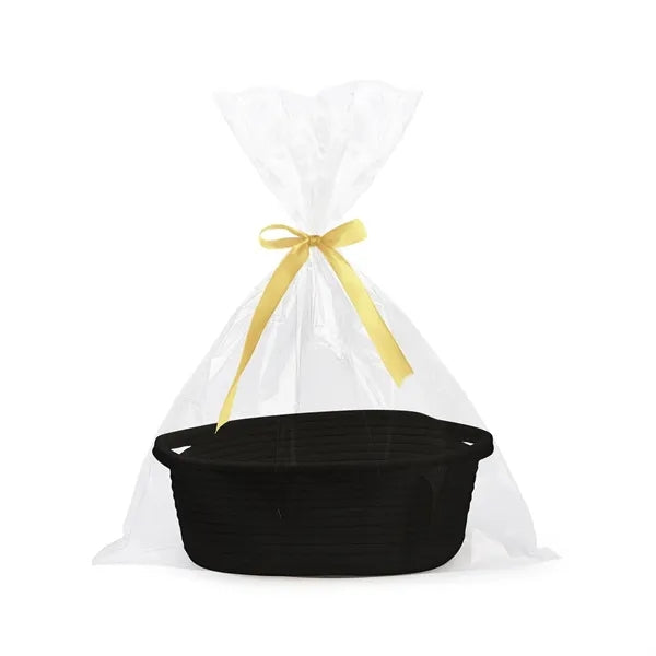 Small Woven Basket with Gift Bags and Ribbons