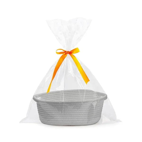 Small Woven Basket with Gift Bags and Ribbons
