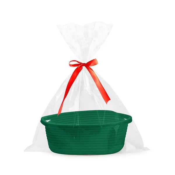 Small Woven Basket with Gift Bags and Ribbons